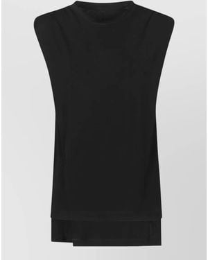 Petar Petrov Round Neck Sleeveless Top Layered Hem - Black