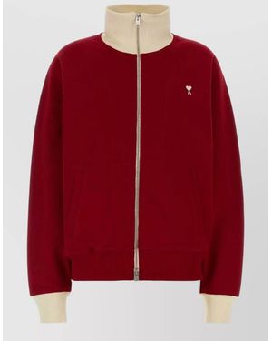 Ami Paris Cotton Zip Sweatshirt Jacket - Red