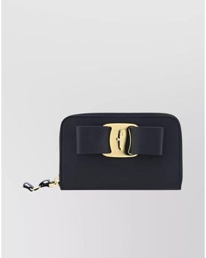 Ferragamo Leather Vara Bow Card Holder - Blue