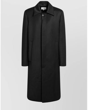 MM6 by Maison Martin Margiela Wool Blend Coat Back Vent - Black