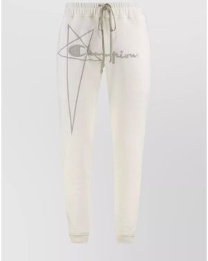 Rick Owens Cotton Ribbed Track Pants - White