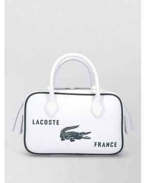 Lacoste Shoulder Bag Textured Finish Top Handles Strap - Metallic