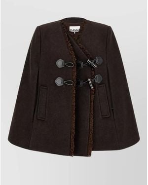 Ganni Wool Cashmere Cape - Black