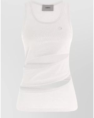 Coperni Ribbed Asymmetric Cutout Tank Top - White
