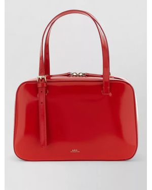 A.P.C. Virginie Box Shoulder Bag Adjustable Strap - Red