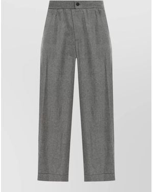 Giorgio Armani Straight Leg Trousers Back And Side Pockets - Grey