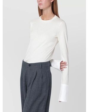 DARKPARK Nora Sweater Featuring Shirt Style Cuffs - White