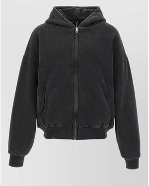 Entire studios Thermal Hooded Jacket Ribbed Cuffs Hem - Black