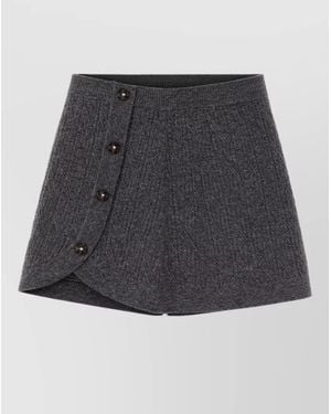 THE GARMENT Como Miniskirt Asymmetrical Hem Buttons - Grey