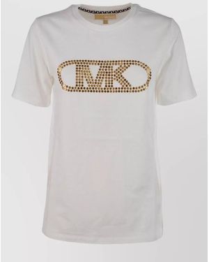 Michael Kors Short Sleeve Crew Neck Top Studs - Gray