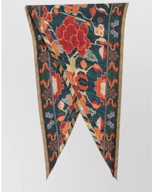 Pierre Louis Mascia Silk Scarf Rectangular Shape Finished Edges - Multicolor
