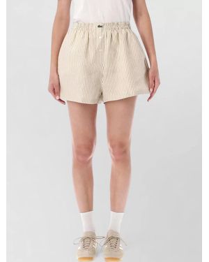Lacoste Cotton Striped Shorts Side Pockets Buttons - Natural