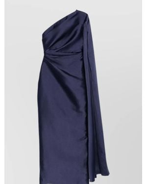 Solace London Veya Satin One Shoulder Maxi Gown - Blue