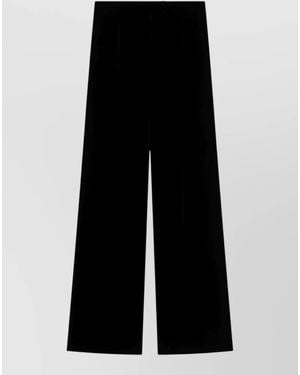 Valentino High Rise Wide Leg Pleated Pants - Black