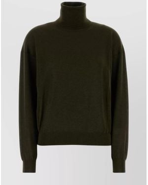 Saint Laurent Cashmere Blend Turtleneck Long Sleeve Sweater - Green