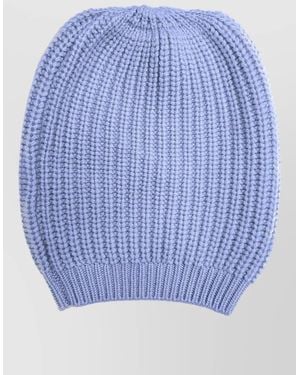 LA ROSE Cashmere Beanie Ribbed Texture Soft Knit - Blue
