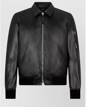 Tom Ford Leather Bomber Jacket - Black