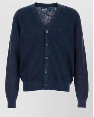 Polo Ralph Lauren Linen Cardigan V Neckline Long Sleeves - Blue
