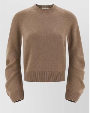 Nude Virgin Wool Crewneck Sweater - Brown