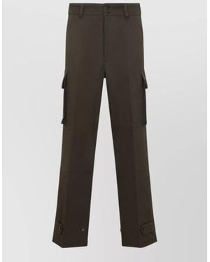 Valentino Cargo Trousers Wide Leg Belt Loops - Grey