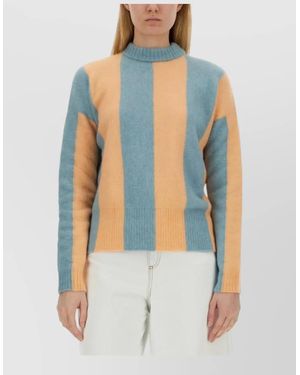 Alysi Maxi Striped Mock Neck Knit Sweater - Blue