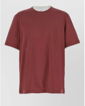 Brunello Cucinelli Layered Crew Neck T Shirt Contrast Stitching - Blue