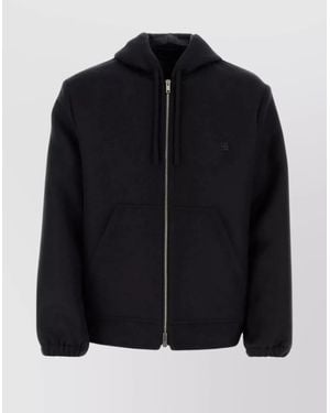 Givenchy Silk Wool Hooded Zip Sweatshirt - Black