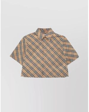 Burberry Cotton Checked Cropped Shirt - Natural