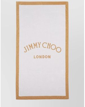 Jimmy Choo Logo Print Cotton Beach Towel - White