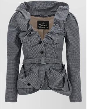Vivienne Westwood Kendall Blazer Belted Waist Ruffled Collar - Grey