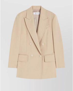 Max Mara Cotton Double-Breasted Blazer - Natural