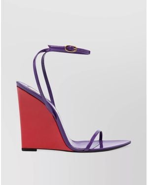 Saint Laurent May Wedge Sandals With Crisscrossed Ankle Strap - Pink