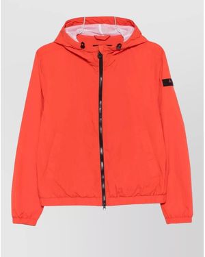 Peuterey Nigle Hooded Blouson Jacket Elasticated Cuffs Hem - Red