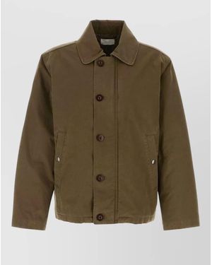 The Row Canvas Rafi Jacket Collared Long Sleeves - Green