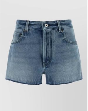 Miu Miu Denim Shorts Frayed Hem Five Pocket Design - Blue