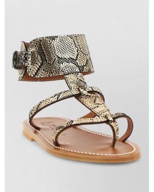 K. Jacques Caravelle Snake Print Open Toe Ankle Sandals - Multicolor