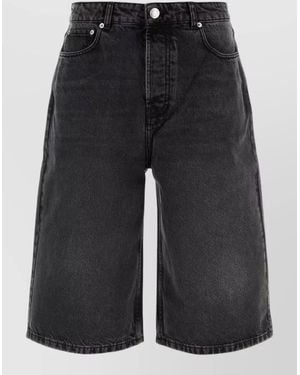 Ami Paris Denim Bermuda Shorts Featuring Belt Loops - Black