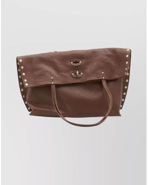 Zanellato Medium Leather Tote Bag With Metal Accents - Brown