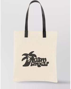 Palm Angels Cotton Canvas Tote Bag - Natural