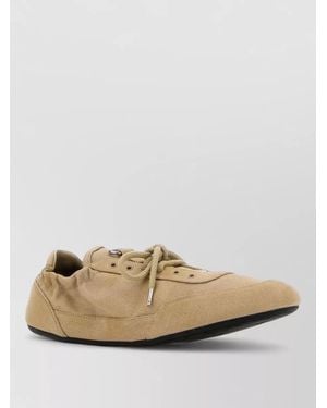 Prada Collapse Low Canvas Sneakers Rubber Sole - Natural