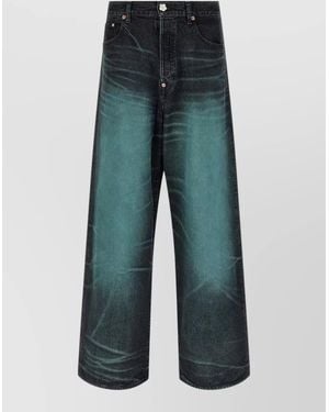 KENZO Japanese Denim Pants Belt Loops Pockets - Blue