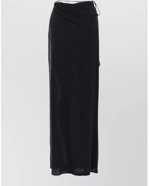 Magda Butrym Beach Maxi Dress Sheer Side Slit Tie - Black