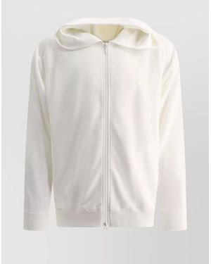 Needles Hooded Sweatshirt Embroidered Zip - White