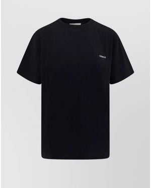 Coperni Organic Cotton Logo Print Ribbed Crew Neck Short Sleeve T Shirt - Black