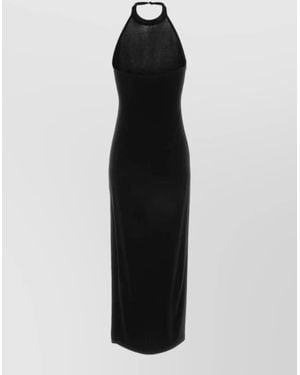 Norma Kamali Backless Halter Neck Fitted Midi Dress - Black