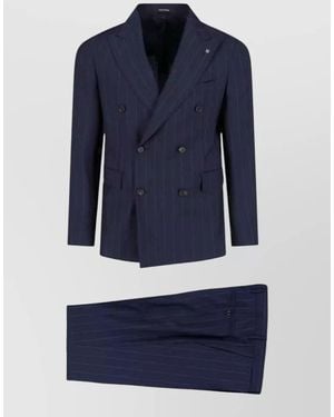 Tagliatore Double Breasted Pinstripe Suit Notch Lapel - Blue