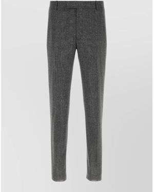 McQueen Embroidered Wool Tailored Trousers - Grey