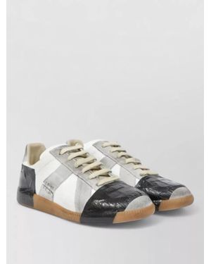 Maison Margiela Leather Lace-Up Trainers - Metallic