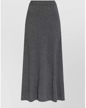 Lisa Yang Cashmere Ribbed A-Line Midi Skirt - Gray