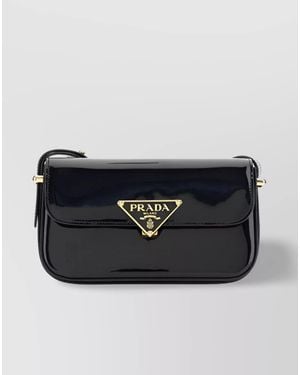Prada Triangle Leather Shoulder Bag - Black